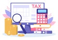 Tax Form of State Government Taxation with Forms, Calendar, Audit, Calculator or Analysis to Account and Payment in Illustration
