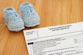 1040 tax form 8812 us individual income tax child tax credit schedule with baby booties Royalty Free Stock Photo