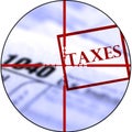 Tax Forms with Crosshairs Destroy Taxes Royalty Free Stock Photo