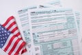 tax forms are not carefully arranged in the workplace in the office.