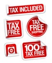 Tax free shopping stickers. Royalty Free Stock Photo