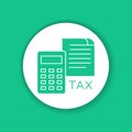 Tax government calculation vector black glyph icon. Report and financial statements. Bookkeeping and accounting. Button