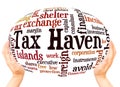 Tax Haven word cloud hand sphere concept Royalty Free Stock Photo