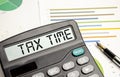 Tax help. On display of calculator is written tax help Royalty Free Stock Photo