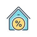 Color illustration icon for Tax, home and discount