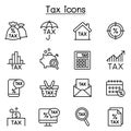 Tax icon set in thin lines style Royalty Free Stock Photo