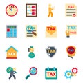 Tax icons in flat style. Vector set