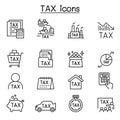 Tax icons set in thin line style Royalty Free Stock Photo