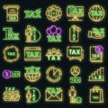 Tax icons set vector neon Royalty Free Stock Photo