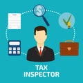 Tax inspector icon flat style