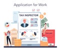 Tax inspector online service or platform. Idea of tax reporting