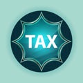 Tax magical glassy sunburst blue button sky blue background