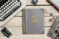 Tax Laws on old book cover at office desk with vintage items Royalty Free Stock Photo