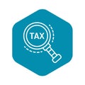 Tax magnify glass icon, outline style Royalty Free Stock Photo