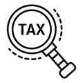 Tax magnify glass icon, outline style Royalty Free Stock Photo