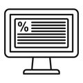 Tax online monitor icon, outline style
