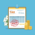 Tax paid concept. Government, State taxes. Financial calculation, debt. Payday icon. Royalty Free Stock Photo