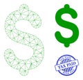 Tax Paid Distress Seal and Web Carcass Dollar Price Vector Icon