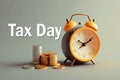 Tax pay day flat concept illustration icons. Clipboard Tax day coin money