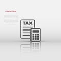 Tax payment icon in flat style. Budget invoice vector illustration on white isolated background. Calculate document business Royalty Free Stock Photo