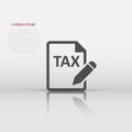 Tax payment icon in flat style. Budget invoice vector illustration on white isolated background. Calculate document business Royalty Free Stock Photo