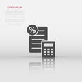 Tax payment icon in flat style. Budget invoice vector illustration on white isolated background. Calculate document business Royalty Free Stock Photo