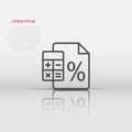 Tax payment icon in flat style. Budget invoice vector illustration on white isolated background. Calculate document business Royalty Free Stock Photo