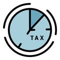 Tax payment time icon color outline vector