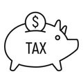 Tax piggybank icon, outline style