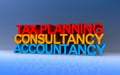 tax planning consultancy accountancy on blue