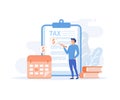 Tax preparation concept, Corporate tax, taxable income, fiscal year, document preparation, payment planning, corporate accountancy