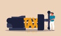 Tax reduce and loss money. Business reduction and recession dollar with economy investment vector illustration concept. Taxation Royalty Free Stock Photo