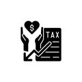 Tax reduction for charity black glyph icon