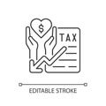 Tax reduction for charity linear icon