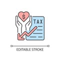 Tax reduction for charity RGB color icon