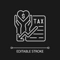 Tax reduction for charity white linear icon for dark theme