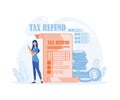 Tax refund document. Filling tax form. TAX refund concept