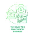 Tax relief for eco-friendly green gradient concept icon