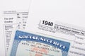 Tax return form and Social Security Number card Royalty Free Stock Photo