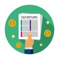 Tax return, submit tax document, tax form / cirlce banner