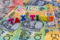 `Tax Time` concept with australian dollars and clock on it close up Royalty Free Stock Photo