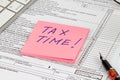 Tax time - Notification of the need to file tax returns, tax form at accauntant workplace