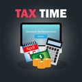 Tax Time, tax return concept. Online electronic tax return form.