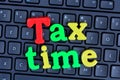 Tax time words on computer keyboard Royalty Free Stock Photo