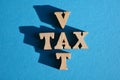 Tax, VAT, crossword isolated as banner headline Royalty Free Stock Photo