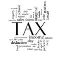 Tax Word Cloud Concept in Black and White Royalty Free Stock Photo