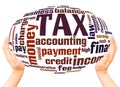 TAX word cloud hand sphere concept Royalty Free Stock Photo