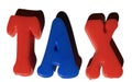 TAX word with toy alphabets and shadow