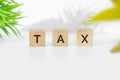 TAX word on wood blocks. Royalty Free Stock Photo