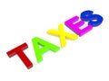 Taxes colorful word on white